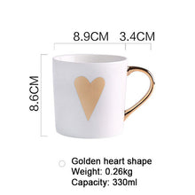Load image into Gallery viewer, Creative Ceramic Milk Mug Love Star Stripe Pattern Gold Plating Handle Cup Office Household Coffee Milk Tea Mugs Home Decoration