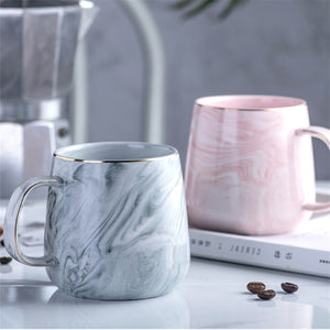 Europe Milk Coffee Mugs Marble Gold Inlay Mug Breakfast Mug Office Home Drinkware Tea Cup for Lover's Gifts Dropshipping
